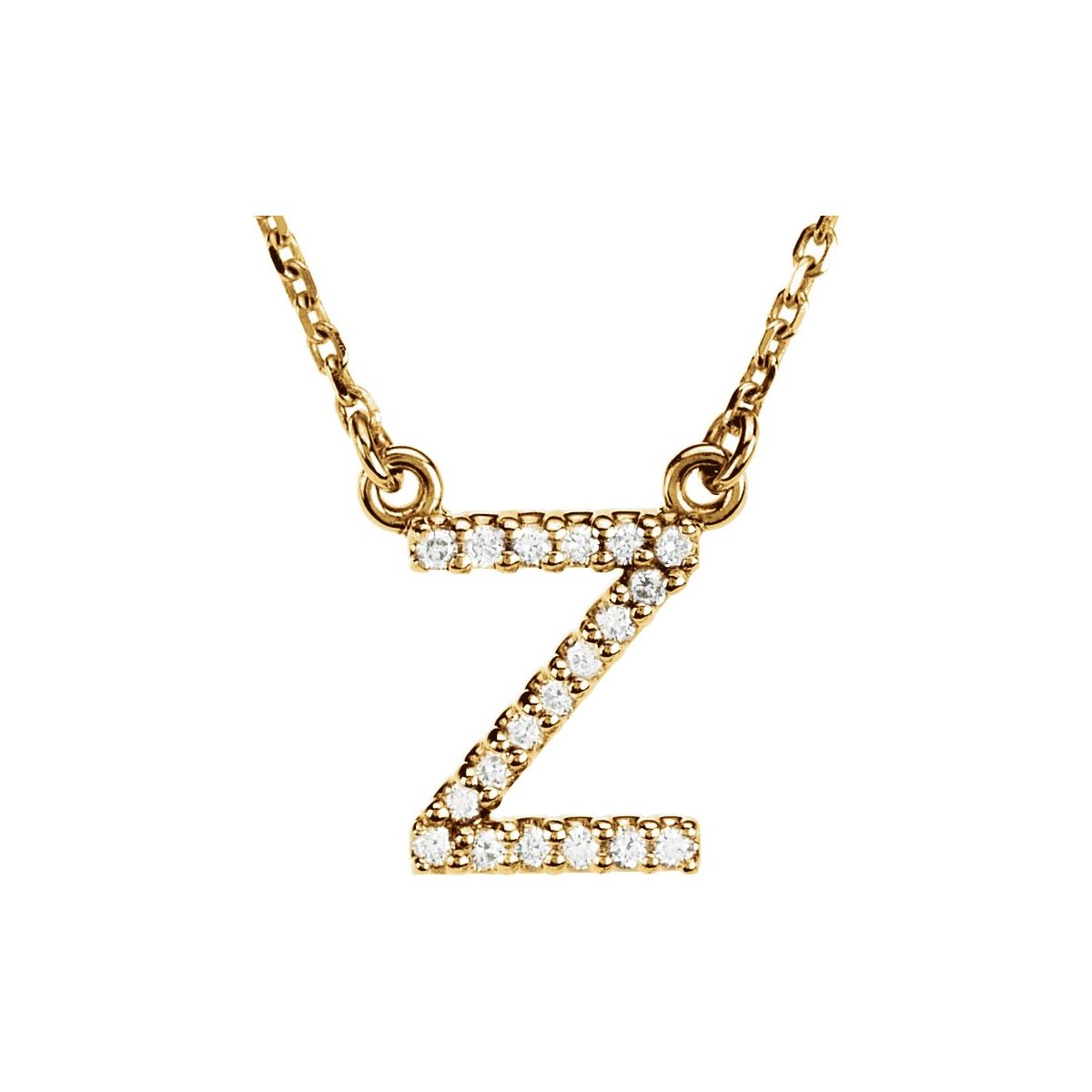 Diamond Initial Necklace — Initial Z, 14k Yellow Gold