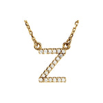 Diamond Initial Necklace — Initial Z, 14k Yellow Gold
