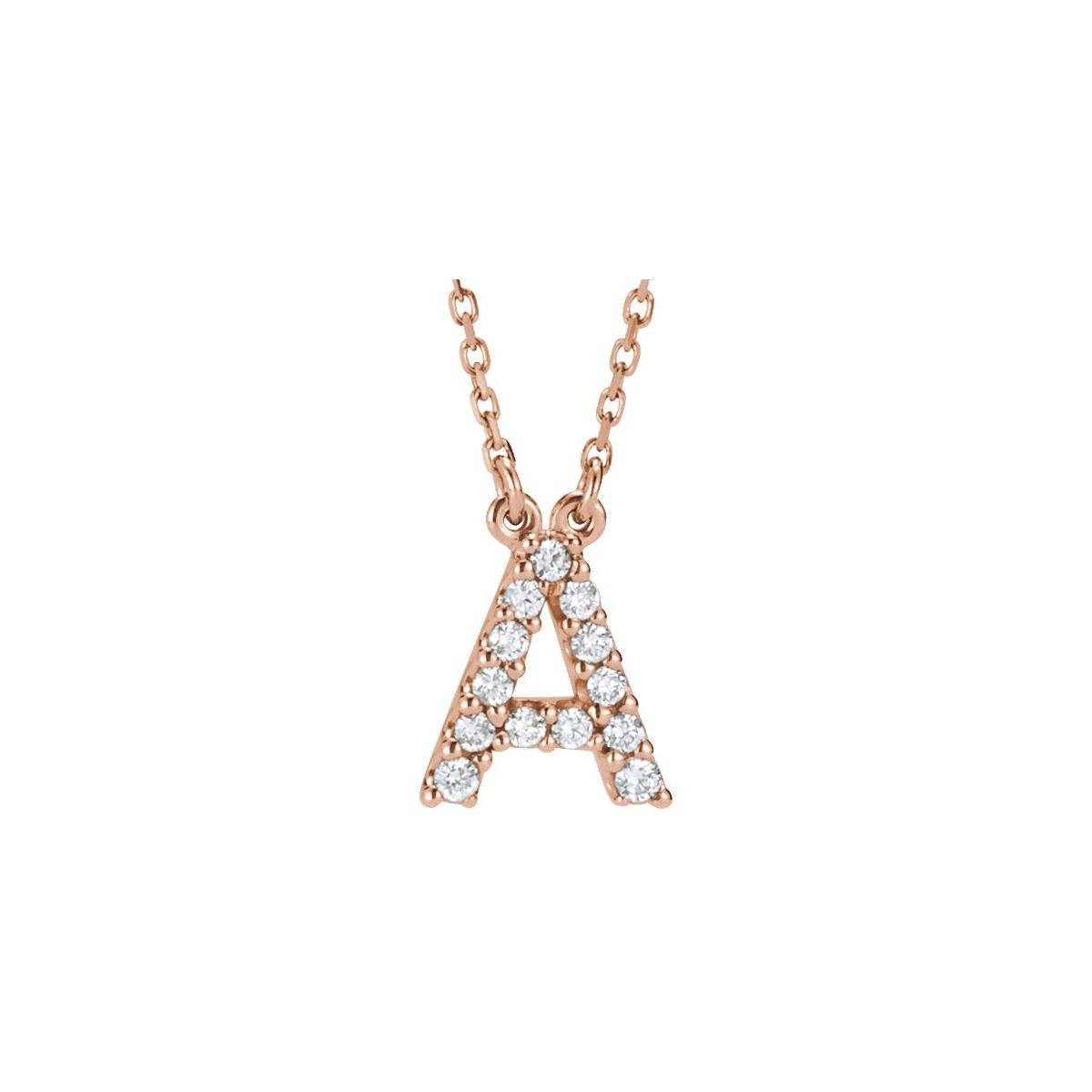 Diamond Initial Necklace — Initial A, 14k Rose Gold