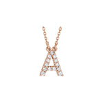 Diamond Initial Necklace — Initial A, 14k Rose Gold