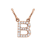 Diamond Initial Necklace — Initial B, 14k Rose Gold