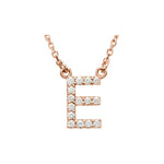 Diamond Initial Necklace — Initial E, 14k Rose Gold