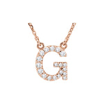 Diamond Initial Necklace — Initial G, 14k Rose Gold