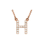 Diamond Initial Necklace — Initial H, 14k Rose Gold
