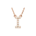 Diamond Initial Necklace — Initial I, 14k Rose Gold