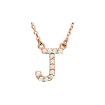 Diamond Initial Necklace — Initial J, 14k Rose Gold