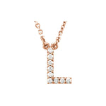 Diamond Initial Necklace — Initial L, 14k Rose Gold