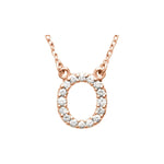 Diamond Initial Necklace — Initial O, 14k Rose Gold