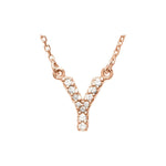 Diamond Initial Necklace — Initial Y, 14k Rose Gold