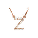 Diamond Initial Necklace — Initial Z, 14k Rose Gold