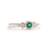 14KW Emerald and Natural Diamond (.04 ctw) Ring