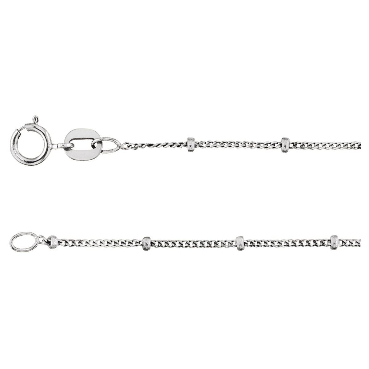 1 mm Beaded Curb Chain in Sterling Silver