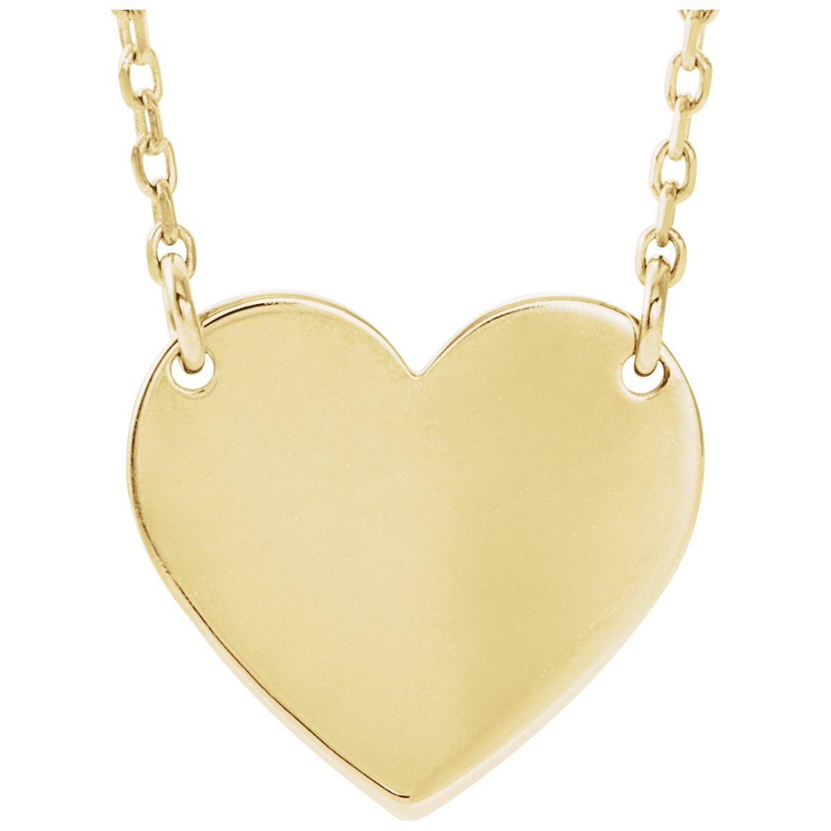 Engraved Heart Necklace — Heart Size 8 x 7.2 mm, 14k Yellow Gold