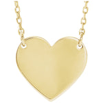 Engraved Heart Necklace — Heart Size 8 x 7.2 mm, 14k Yellow Gold