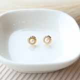 Twisted Bezel Pearl Solitaire Earrings
