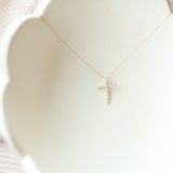 Diamond Bubble Cross Necklace (Medium)