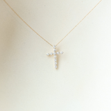 Diamond Bubble Cross Necklace (Medium)