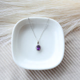 Amethyst & Diamond Halo Pendant