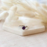 Amethyst & Diamond Halo Ring