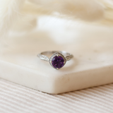 Amethyst & Diamond Halo Ring