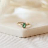 Emerald Cut and Diamond Halo Ring