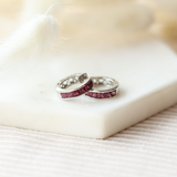 Ruby Channel Set Huggie Earrings