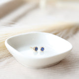 Blue Sapphire Halo Earrings