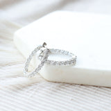 Inside Outside Diamond Hoop Earrings (Silver)