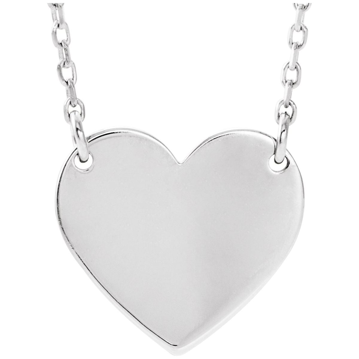 Engraved Heart Necklace — Heart Size 8 x 7.2 mm, 14k White Gold