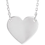 Engraved Heart Necklace — Heart Size 8 x 7.2 mm, 14k White Gold