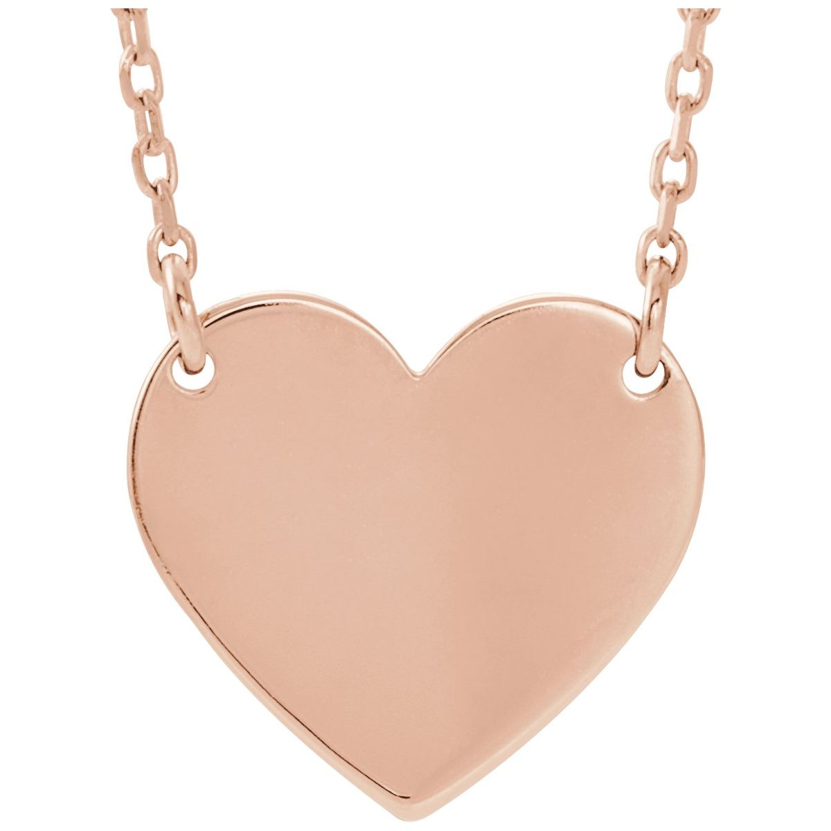 Engraved Heart Necklace — Heart Size 8 x 7.2 mm, 14k Rose Gold