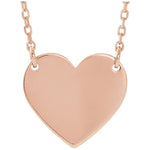 Engraved Heart Necklace — Heart Size 8 x 7.2 mm, 14k Rose Gold