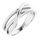 Sterling Silver Ladies Criss Cross Ring