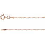 1 mm Hollow Bead Chain in 14k Rose Gold
