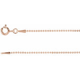 1 mm Hollow Bead Chain in 14k Rose Gold