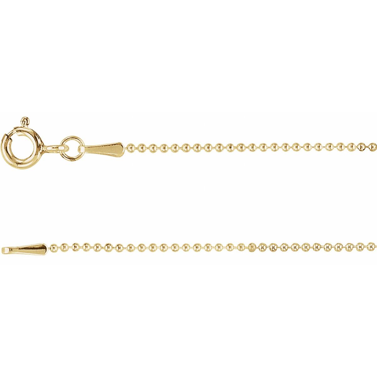 1 mm Hollow Bead Chain in 14k Yellow Gold-Filled