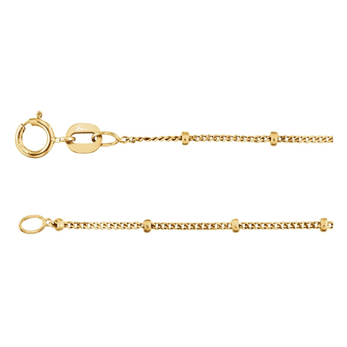 1 mm Beaded Curb Chain in 14k Yellow Gold-Filled