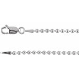 Bead Chain 2.0mm 20" Sterling Silver w/ Lobster Clasp