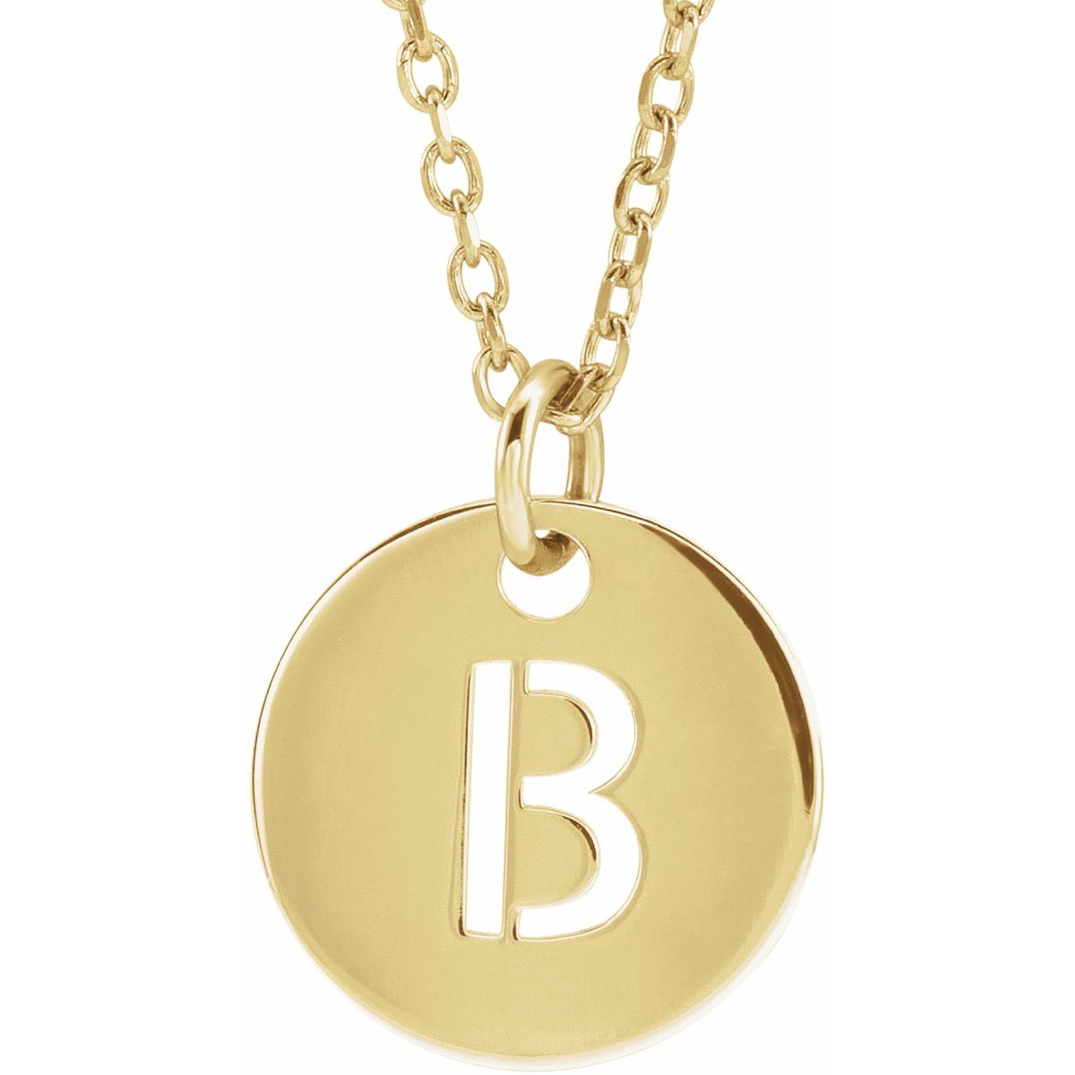 Initial Disc Necklace — Initial B, 14k Yellow Gold