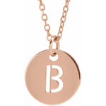 Initial Disc Necklace — Initial B, 14k Rose Gold