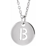 Initial Disc Necklace — Initial B, 14k White Gold