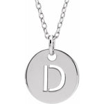 Initial Disc Necklace — Initial D, 14k White Gold