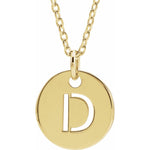 Initial Disc Necklace — Initial D, 14k Yellow Gold