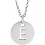 Initial Disc Necklace — Initial E, 14k White Gold