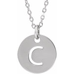 Initial Disc Necklace — Initial C, 14k White Gold