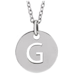 Initial Disc Necklace — Initial G, 14k White Gold