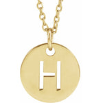 Initial Disc Necklace — Initial H, 14k Yellow Gold