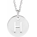 Initial Disc Necklace — Initial H, 14k White Gold