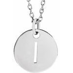 Initial Disc Necklace — Initial I, 14k White Gold