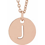 Initial Disc Necklace — Initial J, 14k Rose Gold